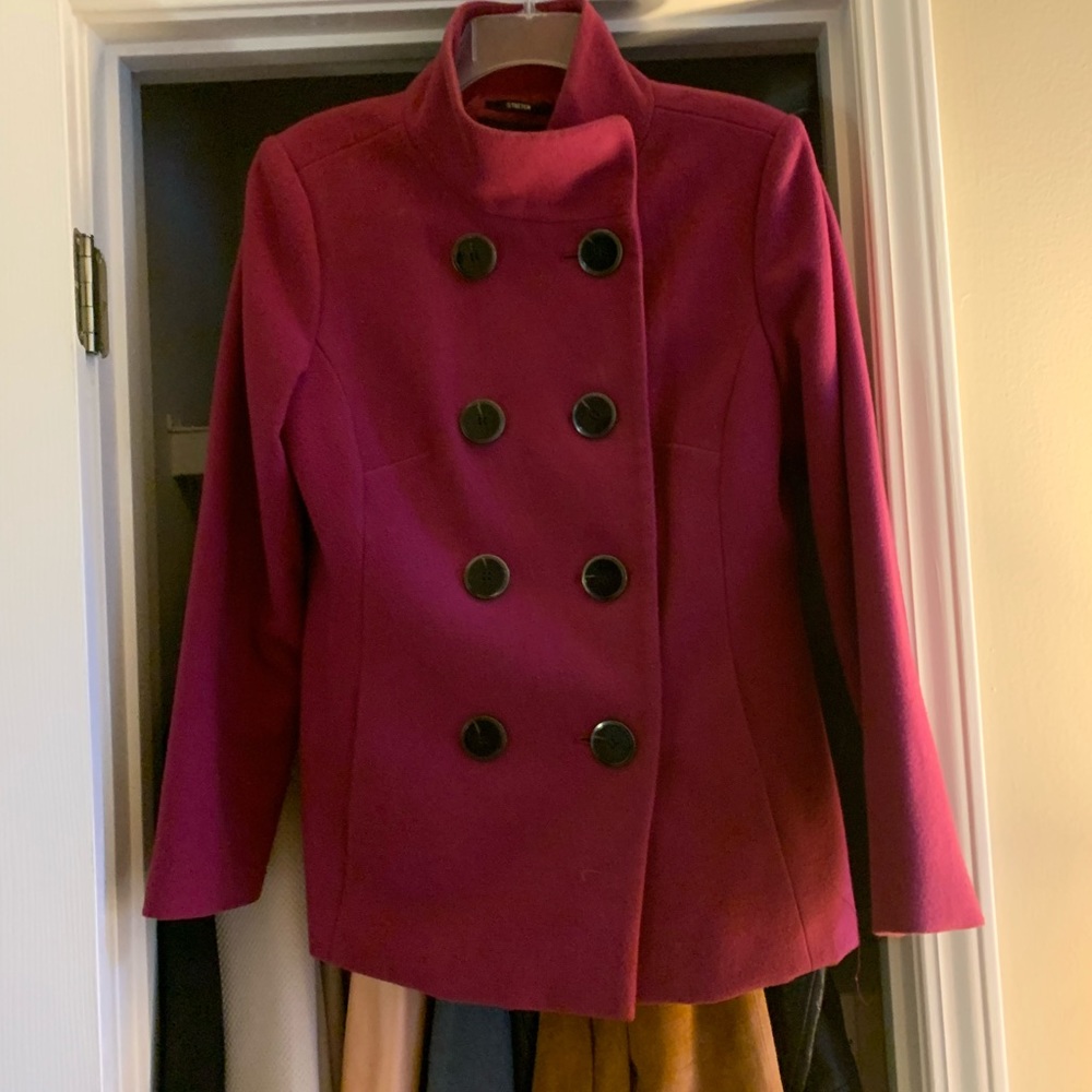 Dillards Style &Co Fuschia Pea Coat stretchy Medium